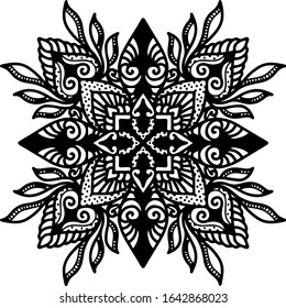 El diseño Mandala puede ser utilizado para disfrutar de tu pasatiempo coloreando o como decoración de arte o incluso tatuajes.