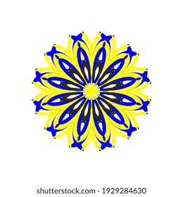 Diseño de Mandala, diseño circular decorado con varios motivos geométricos interesantes.