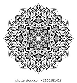 Mandala Design .Circular pattern in form of mandala for Henna and interior. Decorative Element And White Background. Outline doodle hand draw vector illustration.