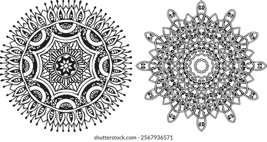 Mandala Design. Circular pattern in the form of a mandala. Henna tatoo mandala. Mehndi style. Decorative pattern in oriental style. Coloring book page.