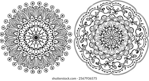 Mandala Design. Circular pattern in the form of a mandala. Henna tatoo mandala. Mehndi style. Decorative pattern in oriental style. Coloring book page.