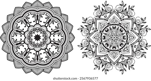 Mandala Design. Circular pattern in the form of a mandala. Henna tatoo mandala. Mehndi style. Decorative pattern in oriental style. Coloring book page.