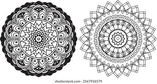 Mandala Design. Circular pattern in the form of a mandala. Henna tatoo mandala. Mehndi style. Decorative pattern in oriental style. Coloring book page.