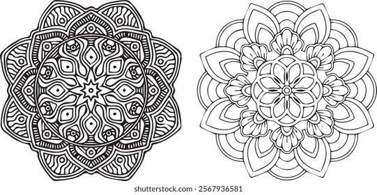 Mandala Design. Circular pattern in the form of a mandala. Henna tatoo mandala. Mehndi style. Decorative pattern in oriental style. Coloring book page.