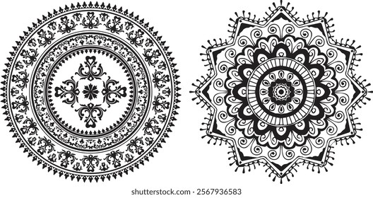 Mandala Design. Circular pattern in the form of a mandala. Henna tatoo mandala. Mehndi style. Decorative pattern in oriental style. Coloring book page.