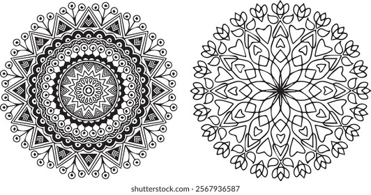 Mandala Design. Circular pattern in the form of a mandala. Henna tatoo mandala. Mehndi style. Decorative pattern in oriental style. Coloring book page.