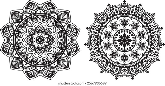 Mandala Design. Circular pattern in the form of a mandala. Henna tatoo mandala. Mehndi style. Decorative pattern in oriental style. Coloring book page.