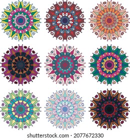 Mandala design collection. Different colors