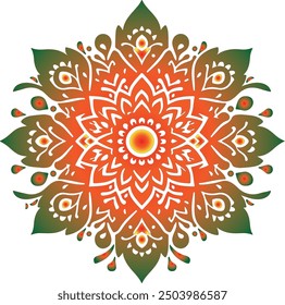 Mandala Design mit Farbe und Strich