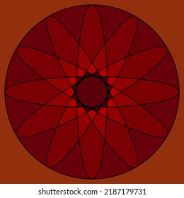 Mandala design. Colorful pattern. Abstract Vector illustration. Round vector ornament Mandala. Print. EPS 10. Red Orange Brown Black. Round design Decorative abstract ornament Circular pattern Flower