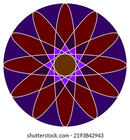Diseño Mandala. Patrón colorido. Resumen Ilustración del vector. Ornamento vectorial redondo Mandala. Imprimir. EPS 10. Flor azul violeta roja morada. Diseño redondo Ornamento abstracto decorativo Patrón circular
