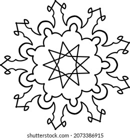 Mandala Design für Färbung, Hintergrund, Tätowierung, Geometrie, Vintage, Kunst, Symbol