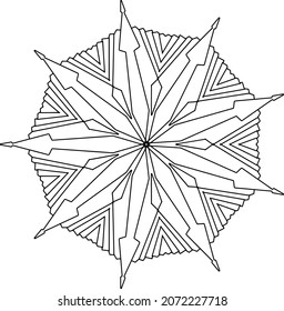 Mandala Design for coloring, black and white , vector, illustration, art, vintage