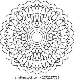 Mandala Design für Färbung, Schwarz-Weiß, Vektorgrafik, Illustration, Kunst, Vintage