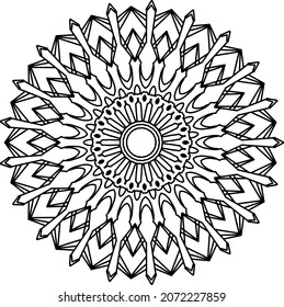 Mandala Design for coloring, black and white , vector, illustration, art, vintage