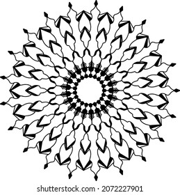 Mandala Design for coloring, black and white , vector, illustration, art, vintage