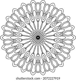 Mandala Design for coloring, black and white , vector, illustration, art, vintage