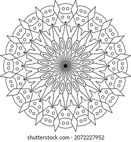 Mandala Design for coloring, black and white , vector, illustration, art, vintage