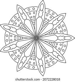 Mandala Design for coloring, black and white , vector, illustration, art, vintage