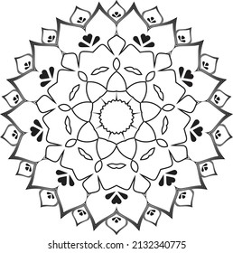 Diseño Mandala para colorear, negro y blanco, vector, ilustración, arte, cosecha.