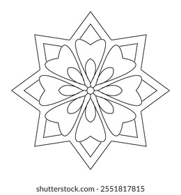 Mandala design for coloring, coloring book, mandala art, vector design, tattoo, wall art, simple mandala art, Design for a wallpaper Paint shirt and tile Sticker, vector file