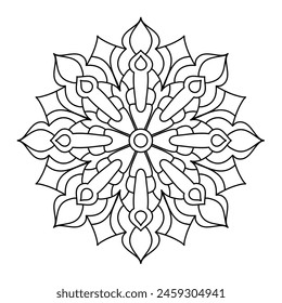 diseño de mandala para libro de colorear, elegante arte de mandala para diseño de tatuajes y diseño de henna
