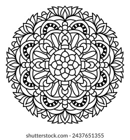 mandala design for coloring book page, easy mandala design for henna , tattoo design
