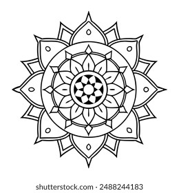 Ilustración vectorial de arte de línea de mandala para el diseño de Mehndi, diseño de tatuajes, logotipo de yoga, diseño de patrones