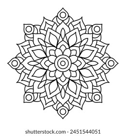 mandala design for coloring book, relaxing and easy mandala art for tattoo design, vector mandala design
