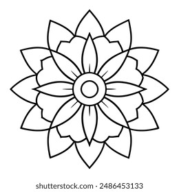 Mandala design for coloring book relaxing  vector line art