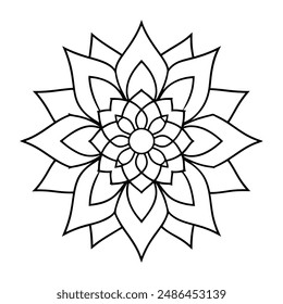 Mandala design for coloring book relaxing  vector line art