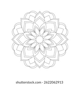 mandala design for coloring book, relaxing and easy mandala art for tattoo design, vector mandala design