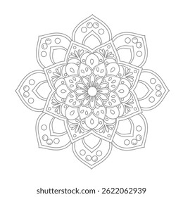 mandala design for coloring book, relaxing and easy mandala art for tattoo design, vector mandala design