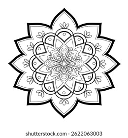 mandala design for coloring book, relaxing and easy mandala art for tattoo design, vector mandala design