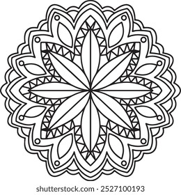 mandala design for coloring book, simple mandala art vestor, mandala biik art vector illustration
