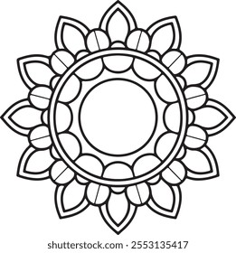 Diseño de mandala para colorear libro, tatuaje y diseño de henna, arte creativo de mandala, diseño de mandala para adultos libro para colorear