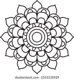 Diseño de mandala para colorear libro, tatuaje y diseño de henna, arte creativo de mandala, diseño de mandala para adultos libro para colorear