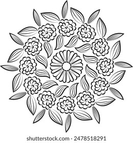 Mandala design for coloring page. Circular pattern in form of mandala for henna, mehndi, tattoo, decoration.