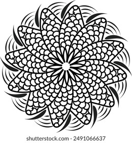 Diseño Mandala para colorear la página. Patrón circular en forma de mandala para henna, mendi, tatuaje, decoración.