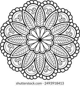 Mandala design for coloring page. Circular pattern in form of mandala for henna, mehndi, tattoo, decoration.