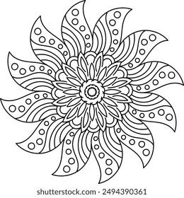 Mandala design for coloring page. Circular pattern in form of mandala for henna, mehndi, tattoo, decoration.