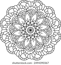 Mandala design for coloring page. Circular pattern in form of mandala for henna, mehndi, tattoo, decoration.