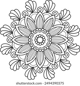 Mandala design for coloring page. Circular pattern in form of mandala for henna, mehndi, tattoo, decoration.