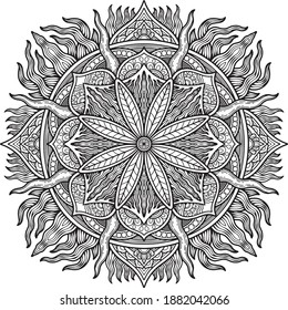 Mandala Design for coloring page. T-shirt Print.