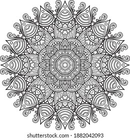 Mandala Design for coloring page. T-shirt Print.