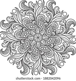 Mandala Design for coloring page. T-shirt Print.