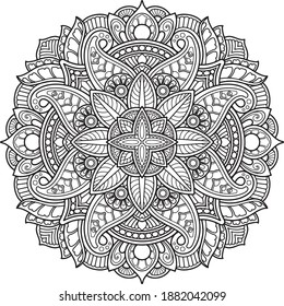 Refined Ornate Flower Mandala Handdrawn Indian Stock Vector (royalty 