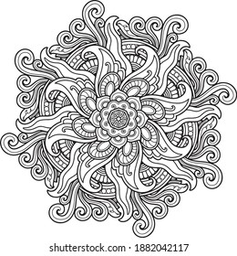 Mandala Design for coloring page. T-shirt Print.