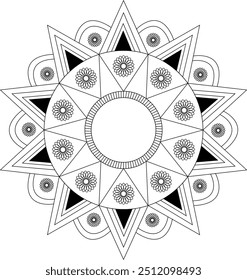 Mandala Design Página de Coloração, design de mandala de vetor, mandala de vetor de contorno 