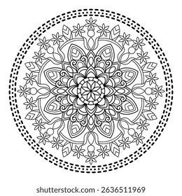 mandala design for coloring pages , ethnic round ornament, white background, Flower Mandala coloring book